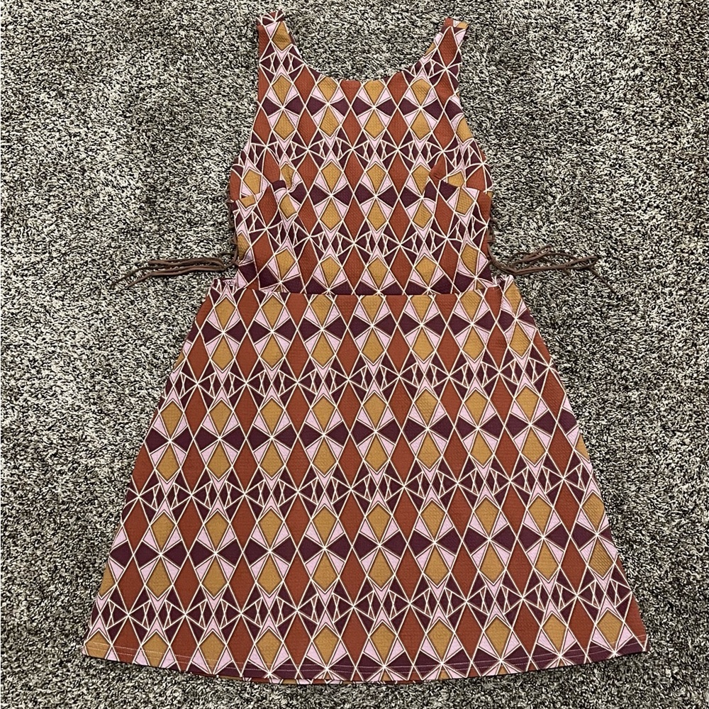 Charlotte Russe Geometric Mini Dress - Red and Brown
